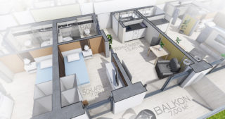 Visualisierung - mögliches 1,5-Zimmer-Appartment (OG)